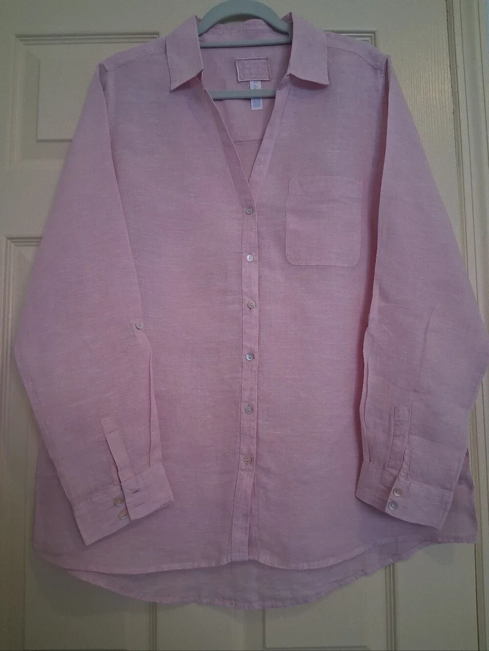 Sigrid Olsen Pale Pink Linen Shirt - Picture 1 of 9